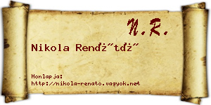 Nikola Renátó névjegykártya